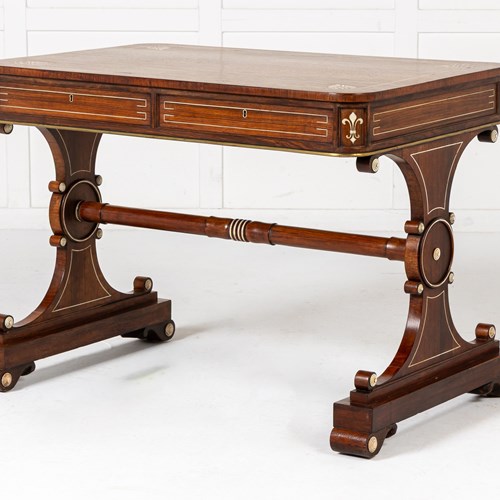 19Th Century English Regency Rosewood Library Table