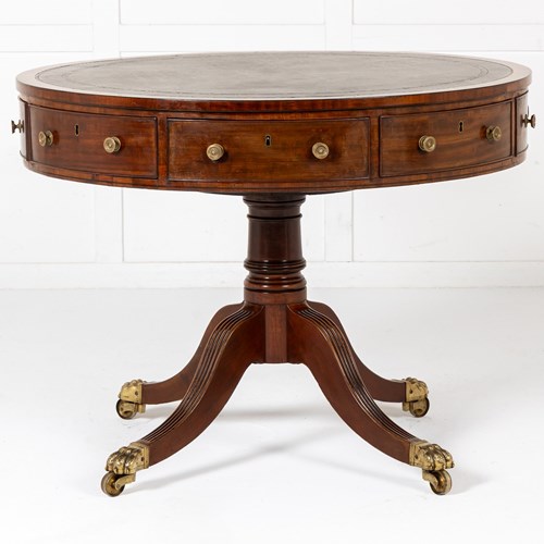 19Th Century English Regency Mahogany Drum Table