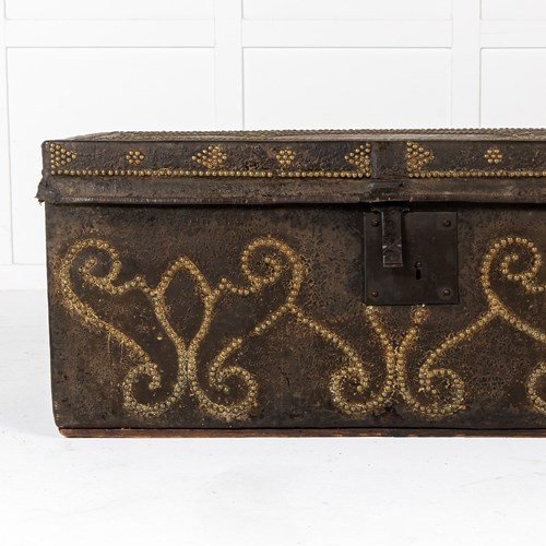 17Th Century Spanish Leather Chest/Trunk