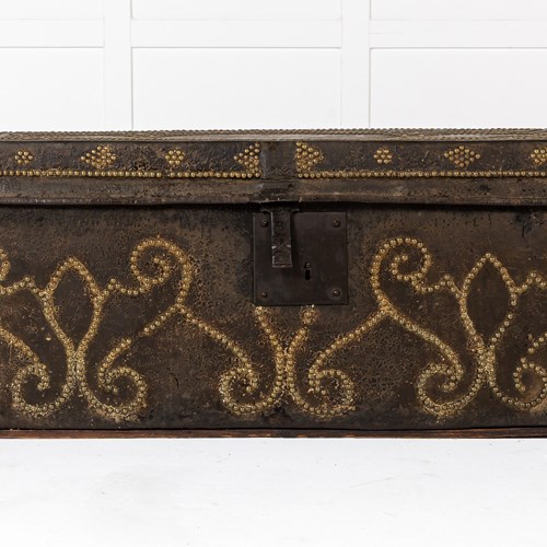 17Th Century Spanish Leather Chest/Trunk