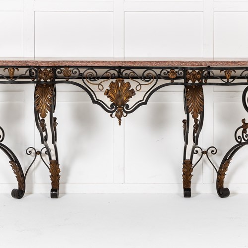 Large 19Th Century French Wrought Iron Console
