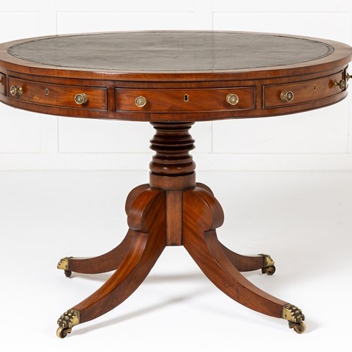 19Th Century English Regency Mahogany Drum Table