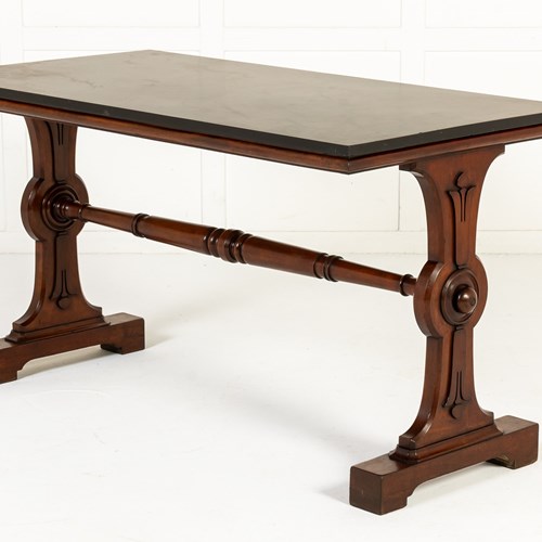 Large 19Th Century English Mahogany Library Table
