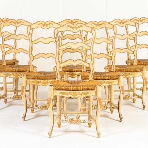 Set Of Eight French Painted Chairs C.1940