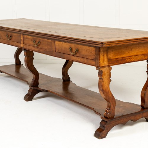 Large 19Th Century Italian Walnut Drapers Table