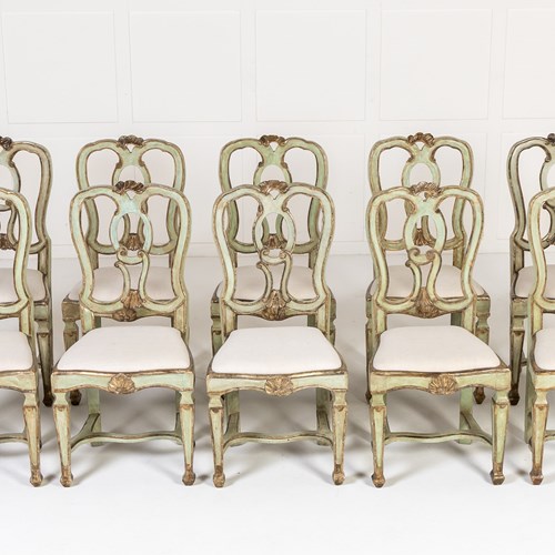 Set Of Ten 18Th Century Italian Painted Chairs