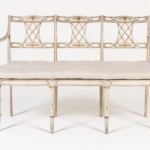 19Th Century English Regency Painted And Gilt Settee