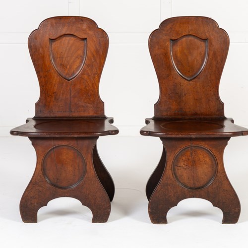 Pair Of 18Th Century English Hall Chairs