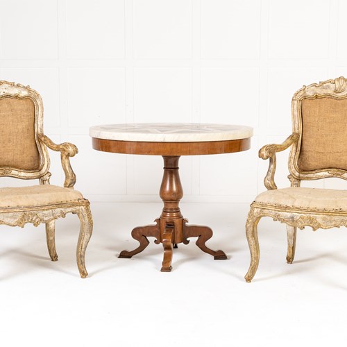 Large Scale Pair Of 18Th Century Italian Silver Gilt Armchairs