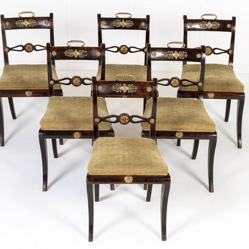 Set Of Six Early 19Th Century English Regency Dining Chairs