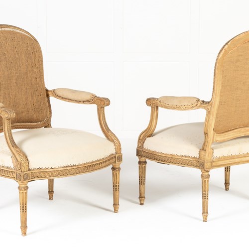 Set Of Four 19Th Century French Giltwood Armchairs