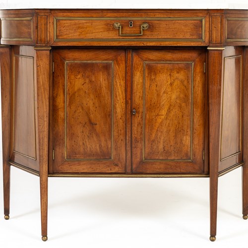 Small 18Th Century French Mahogany Side Cabinet With Marble Top