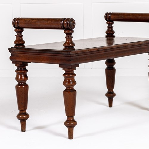 19Th Century English Regency Mahogany Hall Bench