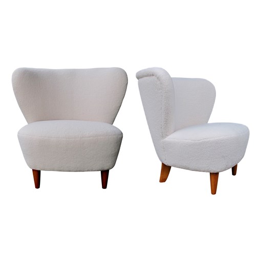 1940S Pair Of Cocktail Armchairs By Gösta Jonsson Newly Upholstered, Swedish