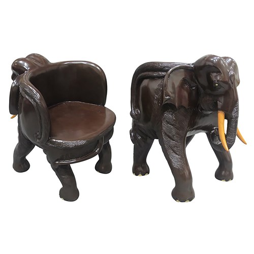 Pair Of Balinese Hand Carved Elephant Chairs