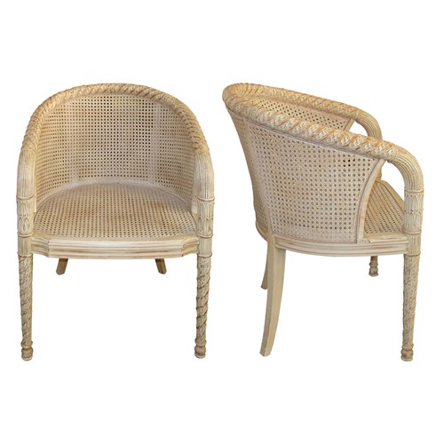 1960S French Pair Of Cane Occasional Chairs 