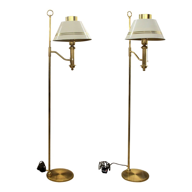 Swedish 1970s Pair Brass  Floor lamps White shades-les-trois-garcons-img-2954-main-637986813338351285.jpg