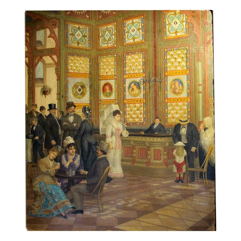 1877 Oil Painting Of A Scene In A Grand Hall With A Gilt Frame, French-les-trois-garcons-img-41327-main-638242623091789836.jpg
