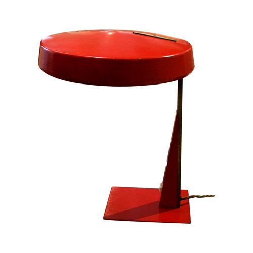 Mid-Century Flying Saucer Adjustable Red Desk Lamp, Italian 
