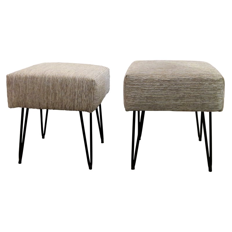 1950S Pair Of Occasional Stools Newly Upholstered With Hairpin Legs, French-les-trois-garcons-img-4632-main-638332411047513933.jpg