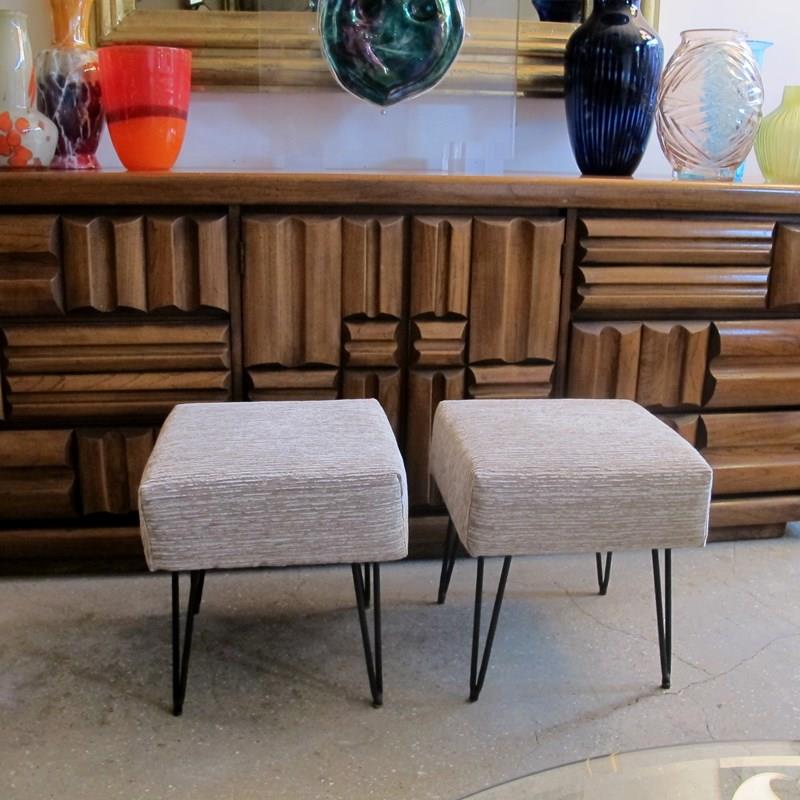 1950S Pair Of Occasional Stools Newly Upholstered With Hairpin Legs, French-les-trois-garcons-img-4643-main-638332420363124063.jpg