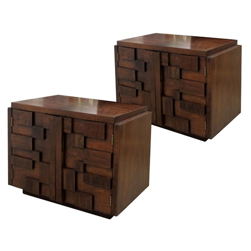 1960S Pair Of “Brutalist” Walnut Staccato Paul Evans Bedside Tables By Lane, 