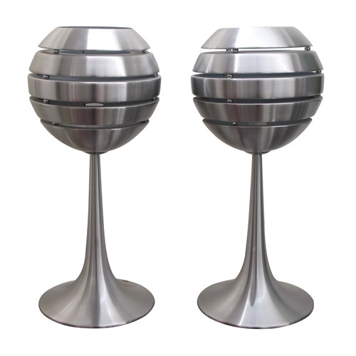 1990S Pair Of Large Aluminium Manhattan Table Lamps, Danish