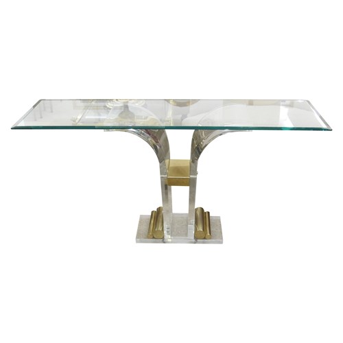 1970S Belgian Perspex/Lucite Console Table With Bevelled Glass Top