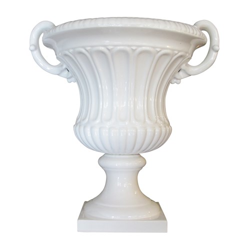 1950S Italian Made Oversized Ornamental White Glazed Urn By Tomaso Barbi