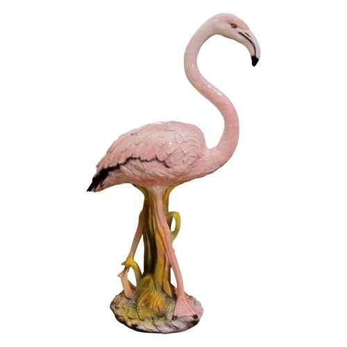 Mid-Century Life-Size Italian Glazed Ceramic Flamingo 