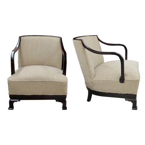 1930S/40S Pair Of Swedish Armchairs Newly Upholstered In A Bouclé Fabric 