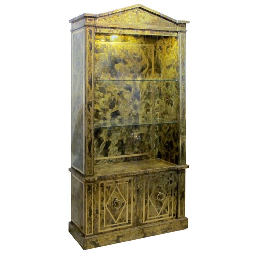 1970S Spanish Neo-Classical Style Brass Display Cabinet – Vitrine 