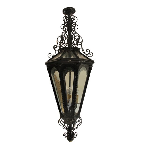 1950S Large Wrought Iron French Lantern