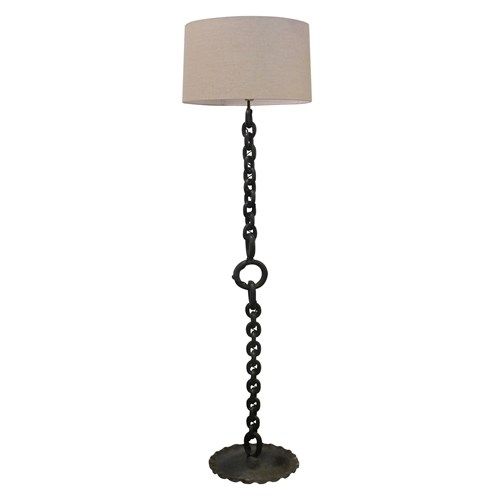 1950S Belgian Industrial Floor Lamp With Naval Chain Link Base