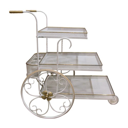 French Three-Tier Serving Trolley, Style Of Mathieu Matégot, Circa 1950S