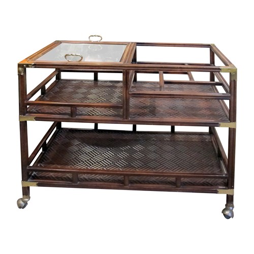 Mid-Century English Drinks Trolley With Removable Glass Tray