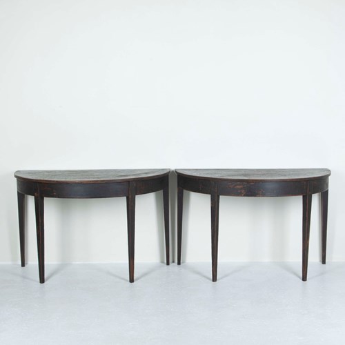 Pair Of Late 19Th Century Swedish Demi-Lune Tables