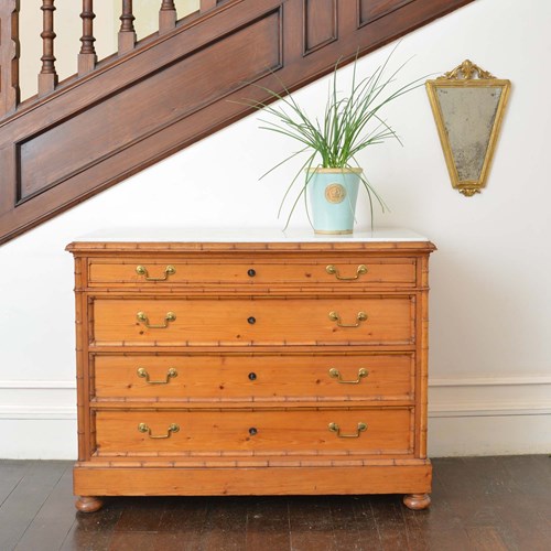 Faux Bamboo Commode With Marble Top