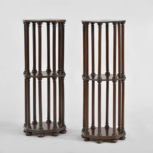 A Matched Pair Of Regency Octagonal Oak Whatnot Or Etagere