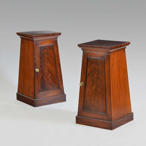 Pair Classical Regency Mahogany Pedestal Cabinets