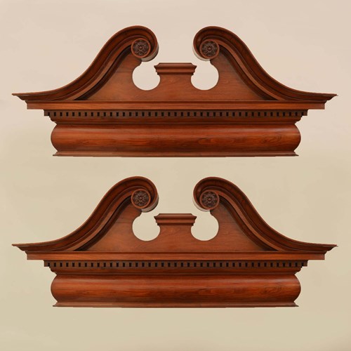 Pair Of 19Th Century Mahogany Overdoor Pediments
