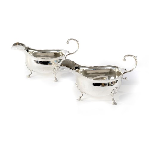 Pair of silver sauce boats