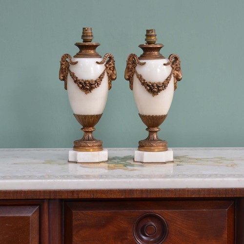 19Th Century Pair Of French Marble Urn Lamps