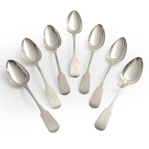 Set of 7 Irish silver fiddle pattern spoons