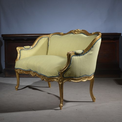 French Louis XV Style Gilt Sofa, Or Settee