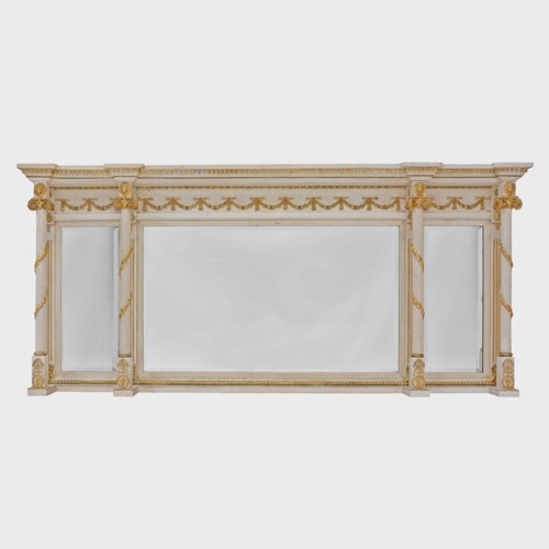 Regency Triptych White Painted Gilt Overmantle Mirror