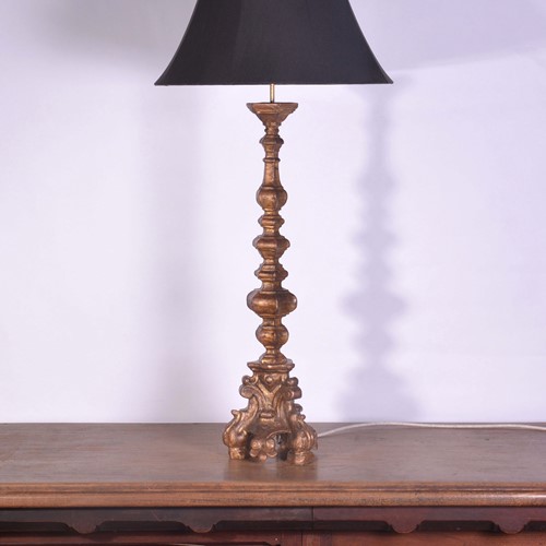Spanish Gilt Wood Tall Lamp