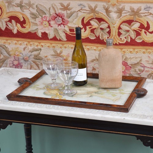 Walnut Glass Bottomed Cocktail Tray