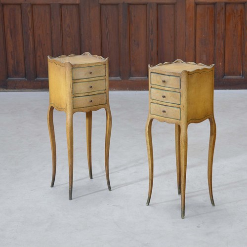 Pair Of French Painted Bedsides