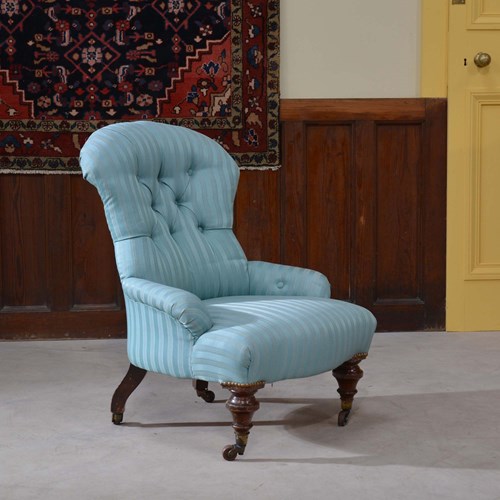 Late 19Th Century Upholstered Button Back Armchair